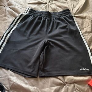 adidas Men’s Black Athletic Shorts with White Side Stripes